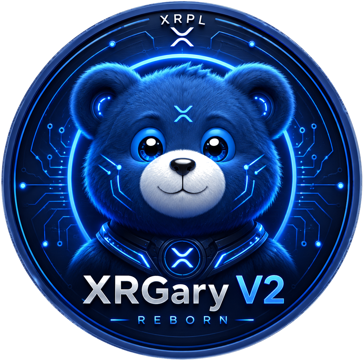 XRGary V2 futuristic blue bear mascot